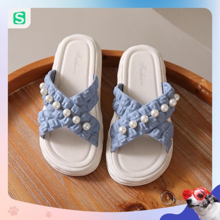 Dép nữ đính hạt quai chéo màu patsel siêu đẹp