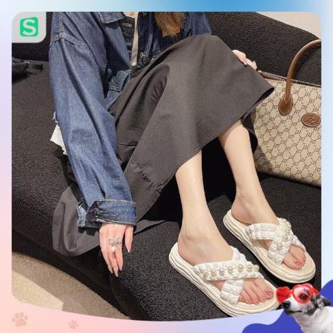 Dép nữ đính hạt quai chéo màu patsel siêu đẹp