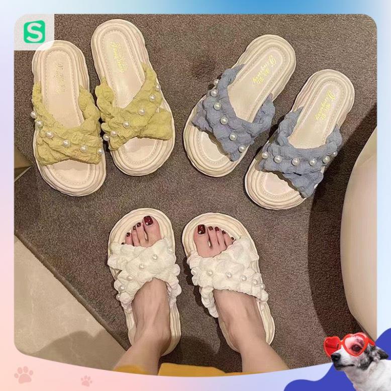 Dép nữ đính hạt quai chéo màu patsel siêu đẹp