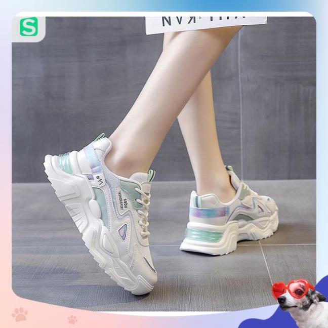 Giày Thể Thao Nữ Màu Trắng Đế Cao 5cm Kiểu Dáng Năng Động Trẻ Trung,Giày Nữ Mẫu Mới Êm Chân Thoáng Khí