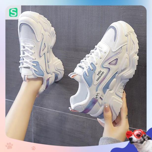 Giày Thể Thao Nữ Màu Trắng Đế Cao 5cm Kiểu Dáng Năng Động Trẻ Trung,Giày Nữ Mẫu Mới Êm Chân Thoáng Khí