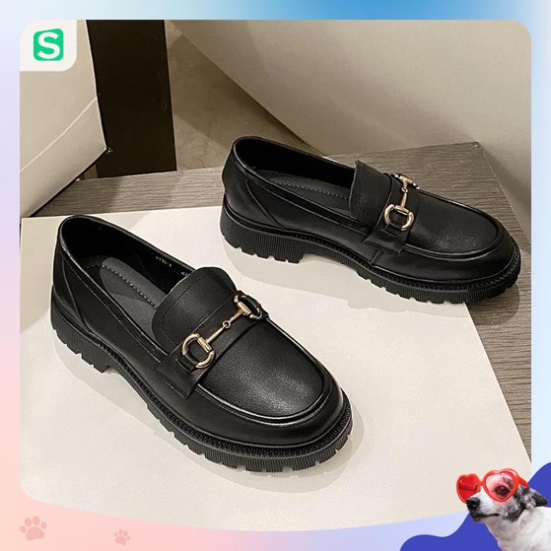 Giầy búp bê nữ da mềm quai xích đôn đế cao 4cm, giày nữ đi học ULZZANG SHOES phong cách hàn quốc