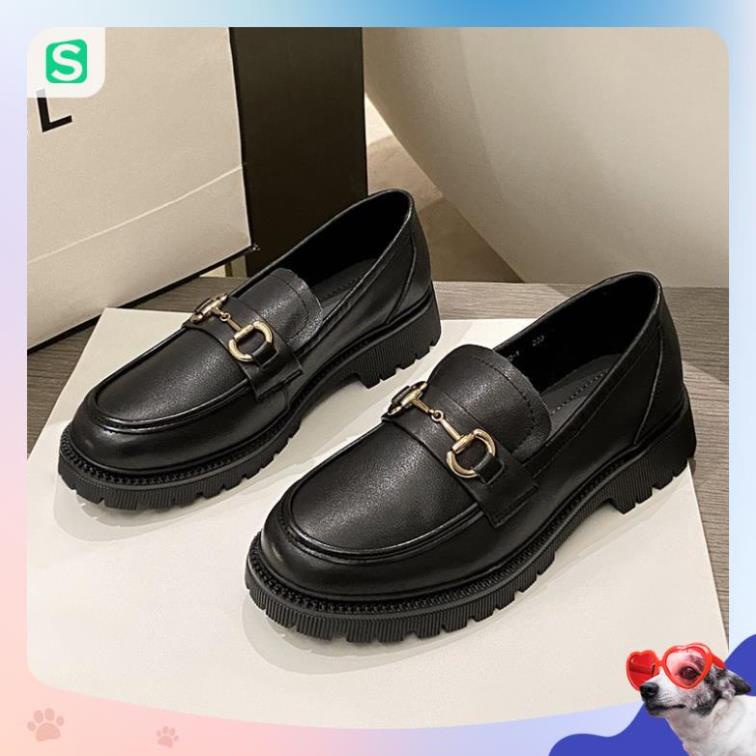 Giầy búp bê nữ da mềm quai xích đôn đế cao 4cm, giày nữ đi học ULZZANG SHOES phong cách hàn quốc