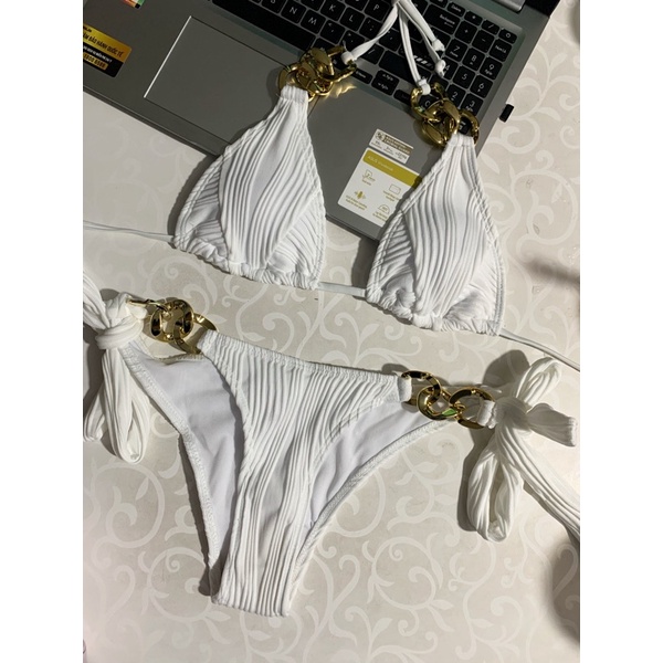 Bikini Đồ Bơi Nữ Đi Biển Thiết Kế Phụ Kiên Dây Xích Kim Loại