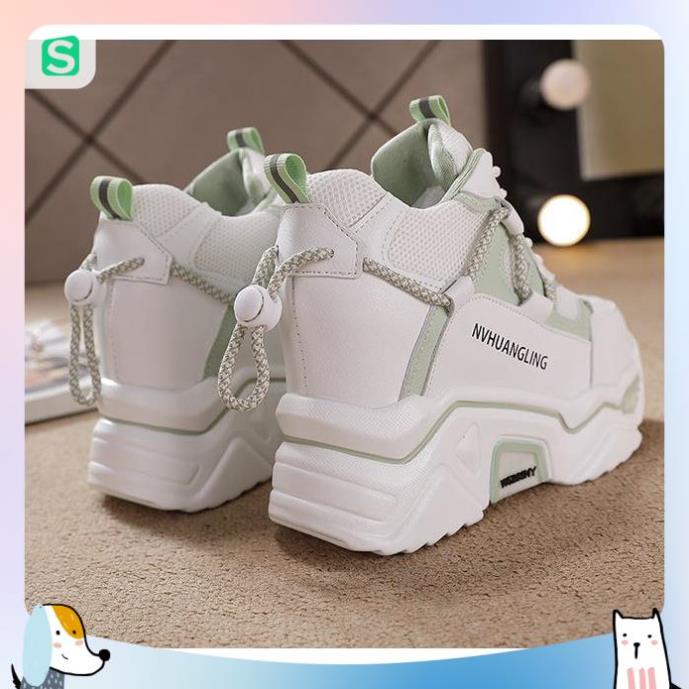 Giày nữ độn đế 7cm bản đẹp kiểu dáng hàn quốc giày thể thao nữ tăng chiều cao phong cách ulzzang da mềm đế siêu êm