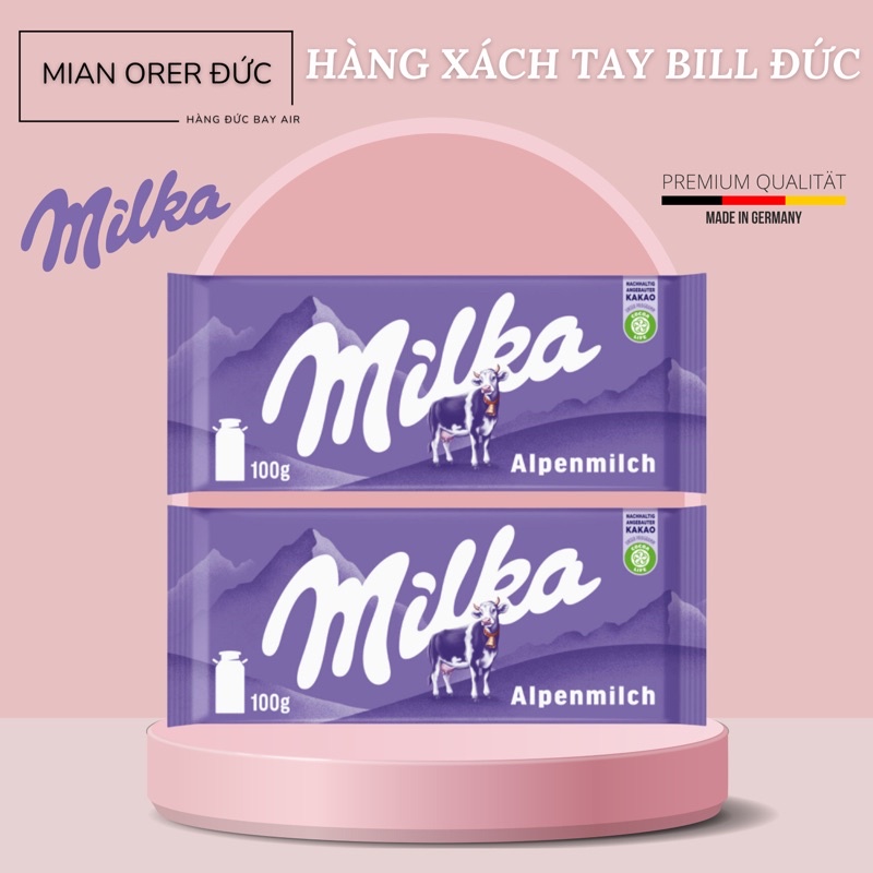 Kẹo sô cô la sữa Milka Alpenmilch 100gr - hàng nội địa Đức