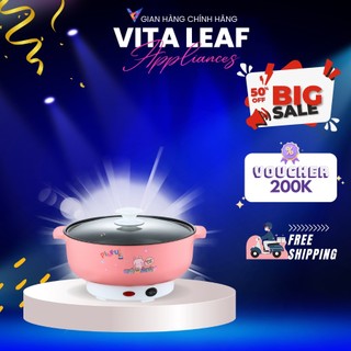Nồi lẩu đa năng Vita Leaf - Nồi lẩu điện mini chống dính size 26cm , 28cm nấu lẩu siêu tốc hàng cao cấp chính hãng