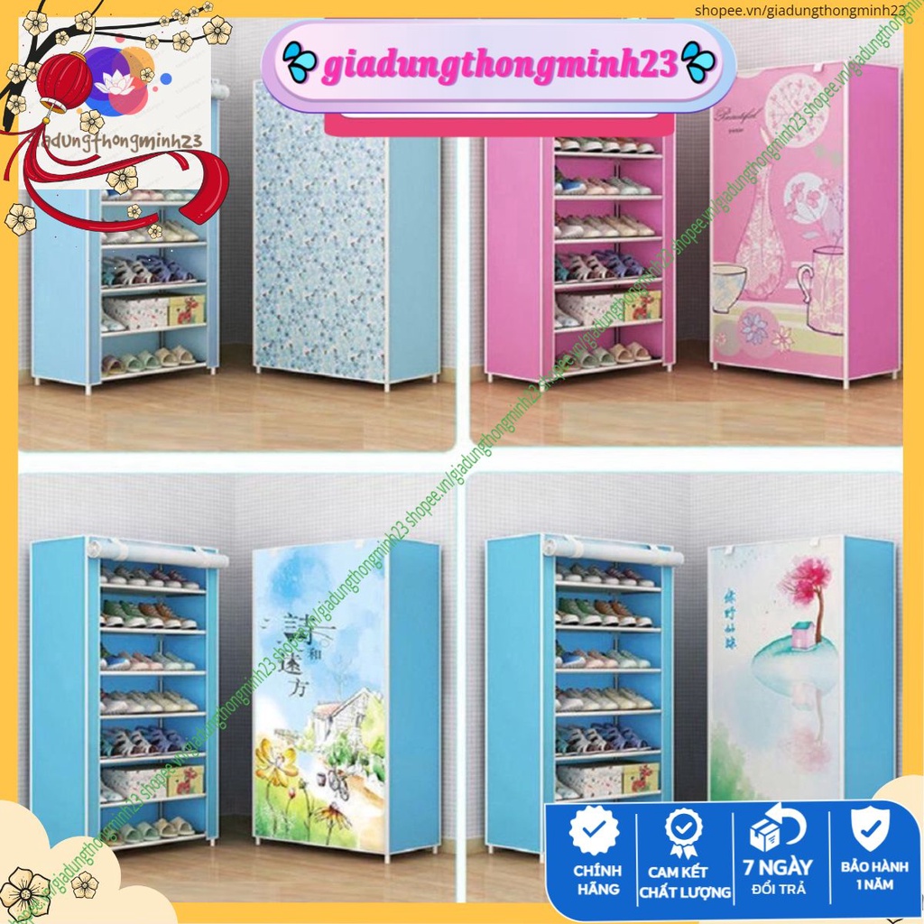Tủ giày dép 7 tầng 6 ngăn bọc vải cao cấp Loại màu trơn k họa tiết A9