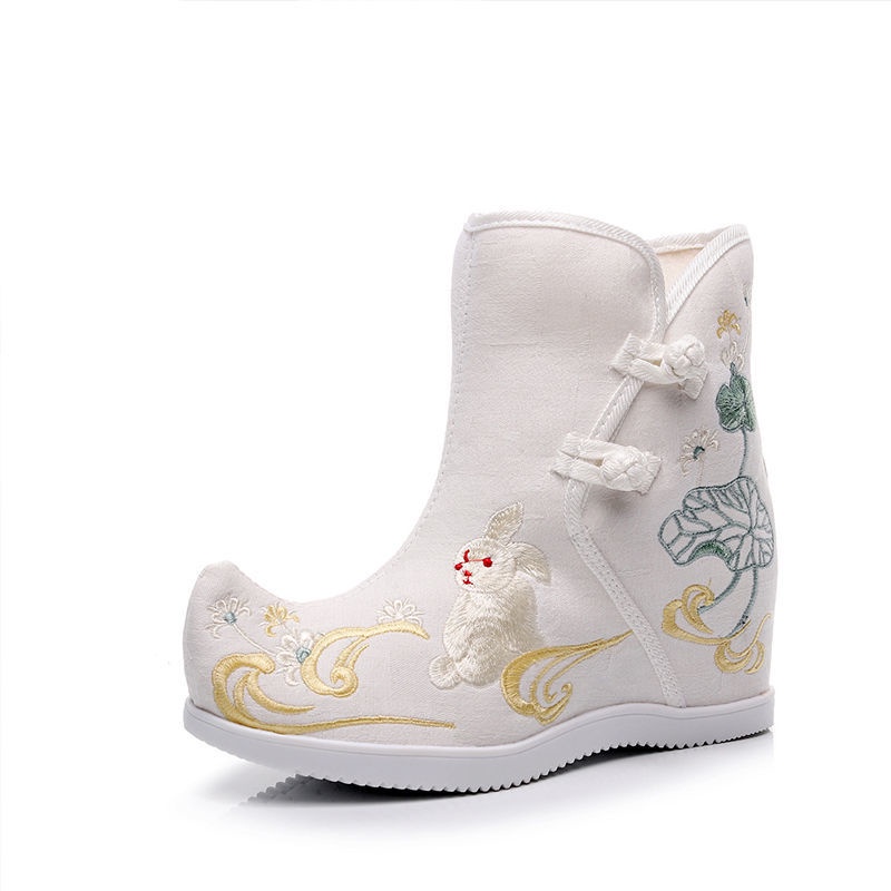 Giày Boot Thêu Họa Tiết Phong Cách Dân Tộc 7cm