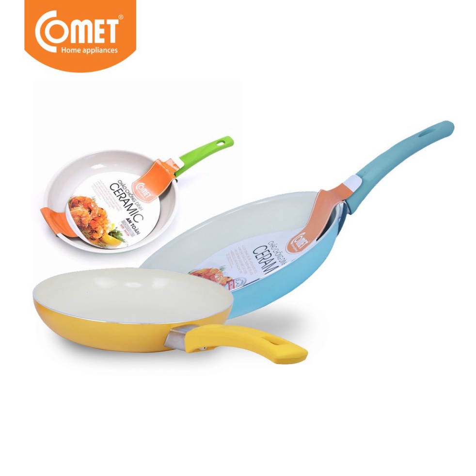 Bộ combo 03 chảo chống dính Ceramic cao cấp COMET Size 16cm, 20cm, 26cm - Hàng Chính Hãng Bảo Hành 12 Tháng