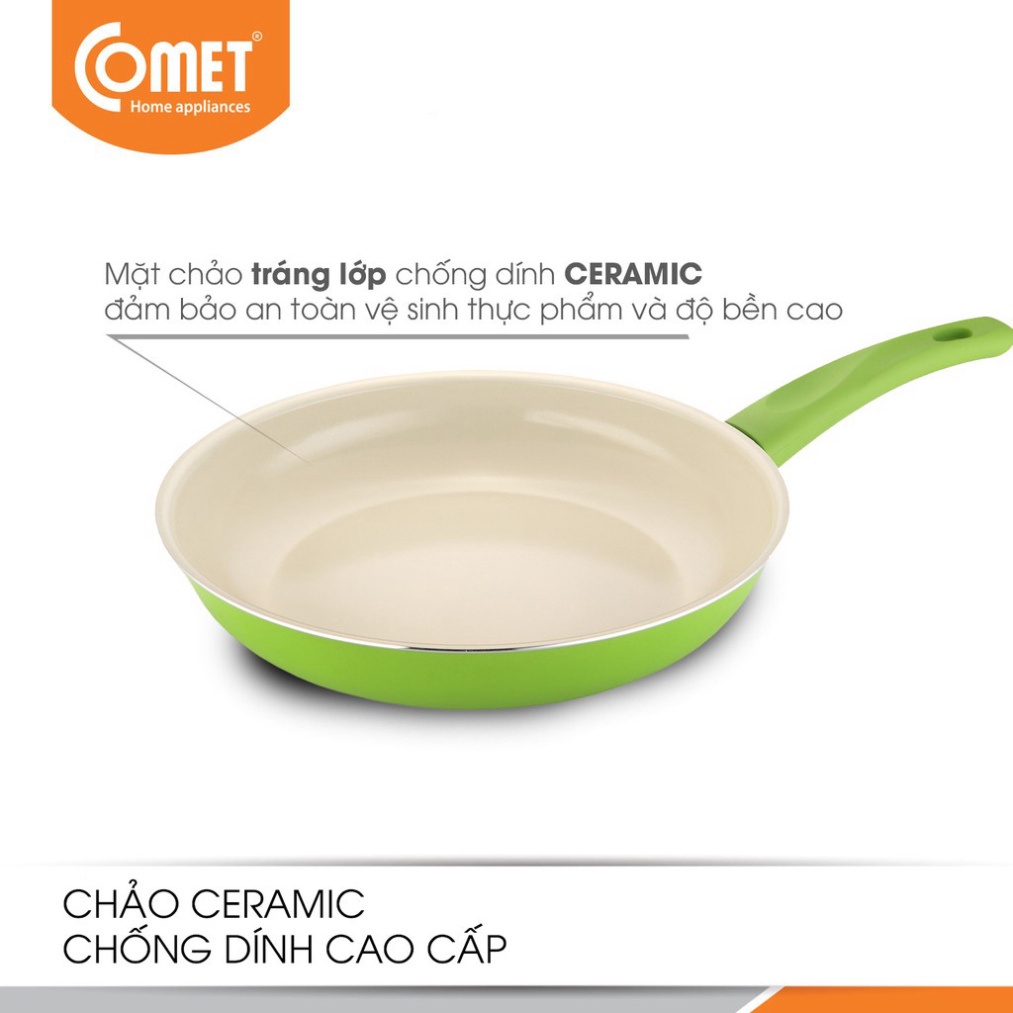 Bộ combo 03 chảo chống dính Ceramic cao cấp COMET Size 16cm, 20cm, 26cm - Hàng Chính Hãng Bảo Hành 12 Tháng