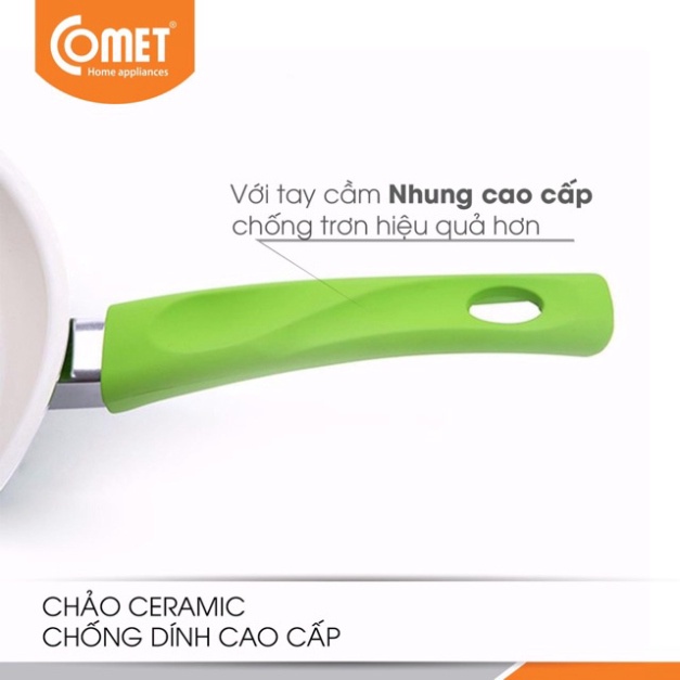 Bộ combo 03 chảo chống dính Ceramic cao cấp COMET Size 16cm, 20cm, 26cm - Hàng Chính Hãng Bảo Hành 12 Tháng