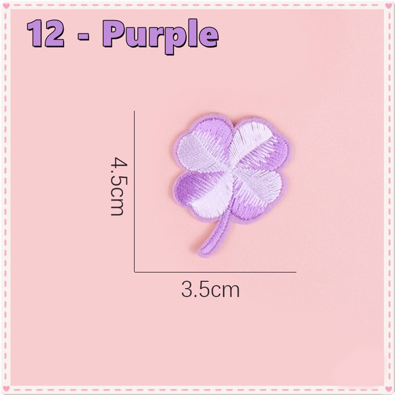 Sticker ủi nhiệt thêu hình logo hình cỏ 4 lá dễ thương cute độc đáo - Patch ủi quần áo balo H164