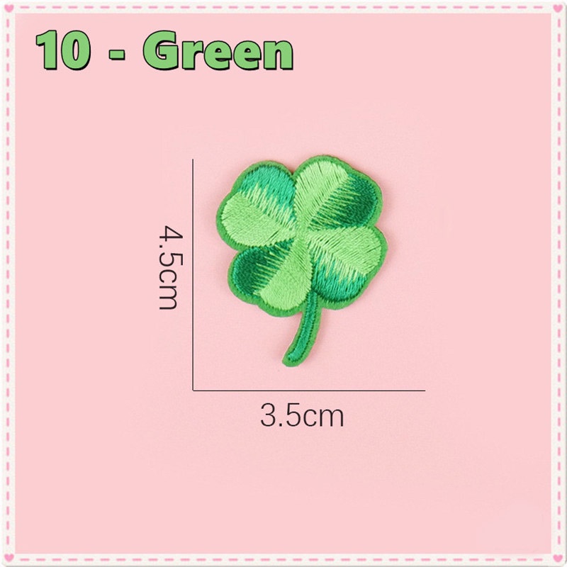 Sticker ủi nhiệt thêu hình logo hình cỏ 4 lá dễ thương cute độc đáo - Patch ủi quần áo balo H164