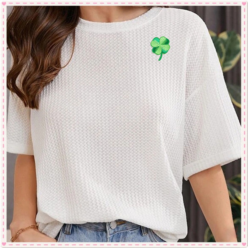 Sticker ủi nhiệt thêu hình logo hình cỏ 4 lá dễ thương cute độc đáo - Patch ủi quần áo balo H164