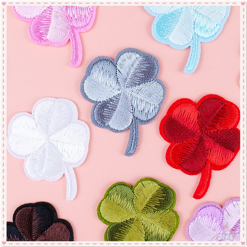 Sticker ủi nhiệt thêu hình logo hình cỏ 4 lá dễ thương cute độc đáo - Patch ủi quần áo balo H164