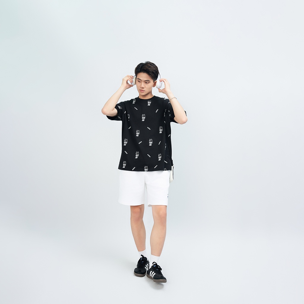 Áo thun Form rộng NOAM Nafox Footprint Unisex 100% Cotton - Màu đen/trắng