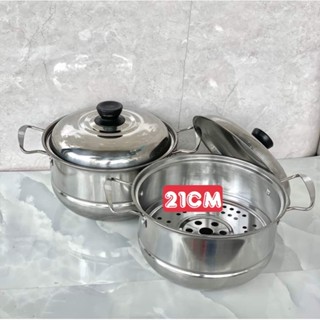 Bộ Nồi Inox Kèm Khay Hấp Cách Thuỷ. Nồi chuyên hấp cách thủy như bánh bao, xôi