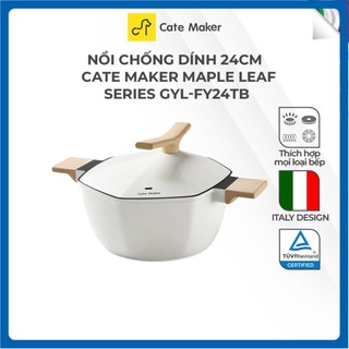 Nồi chống dính lục giác Cate-Maker MAPLE LEAF SERIES GYL-FY24TB, size 24 cm, thiết kế thông minh, dùng cho bếp từ
