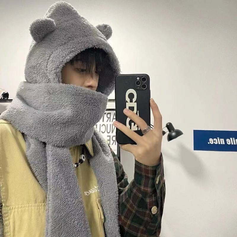 Mũ Trùm Đầu Tuần Hoàn Phong Cách harajuku Dày Dặn Bảo Vệ Lạnh Khi Đi Xe Đạp Cho Nam Và Nữ Sinh