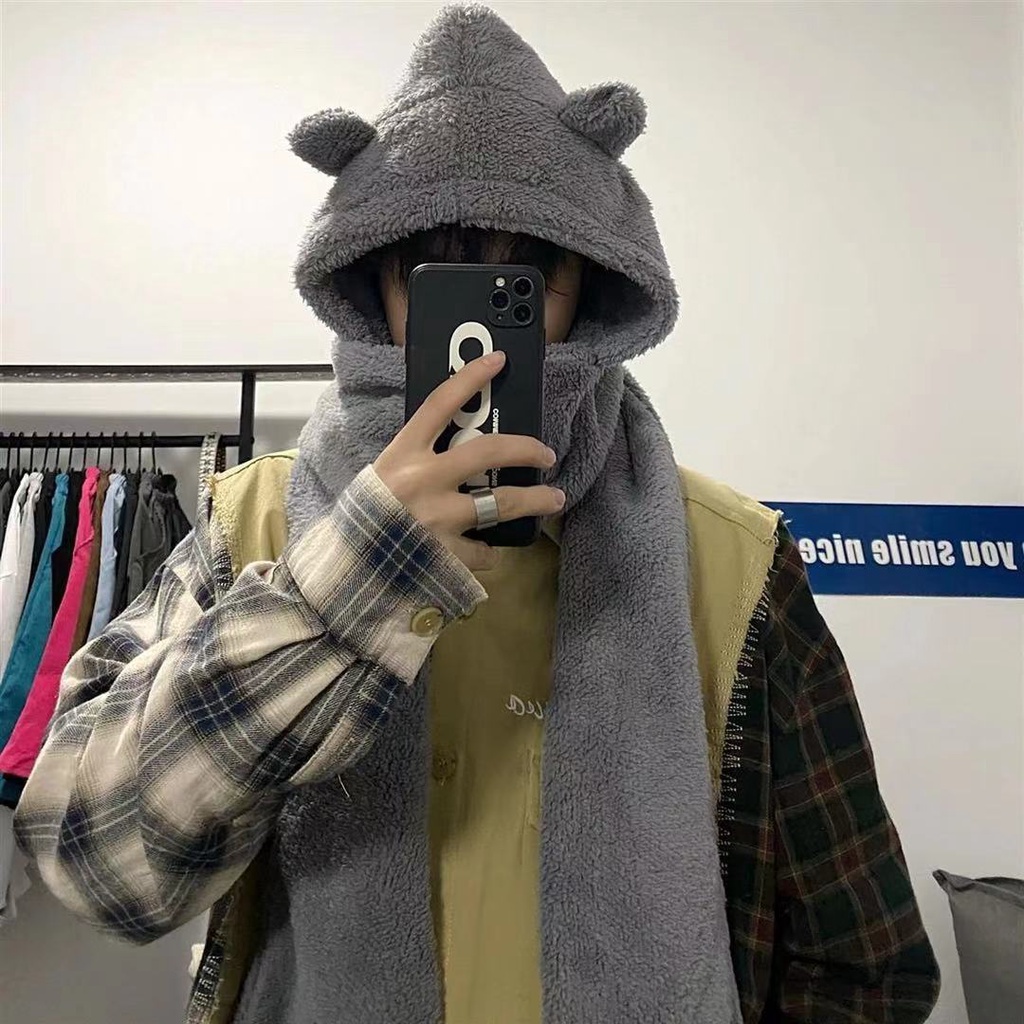 Mũ Trùm Đầu Tuần Hoàn Phong Cách harajuku Dày Dặn Bảo Vệ Lạnh Khi Đi Xe Đạp Cho Nam Và Nữ Sinh