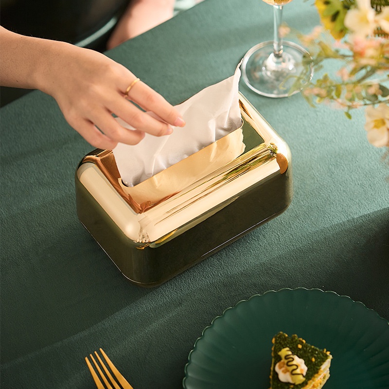 Munroe Hộp Đựng Khăn Giấy Mạ Điện Sáng Tạo Phong Cách Châu Âu Cổ Điển Sang Trọng Để Bàn Phòng Khách Gia Đình