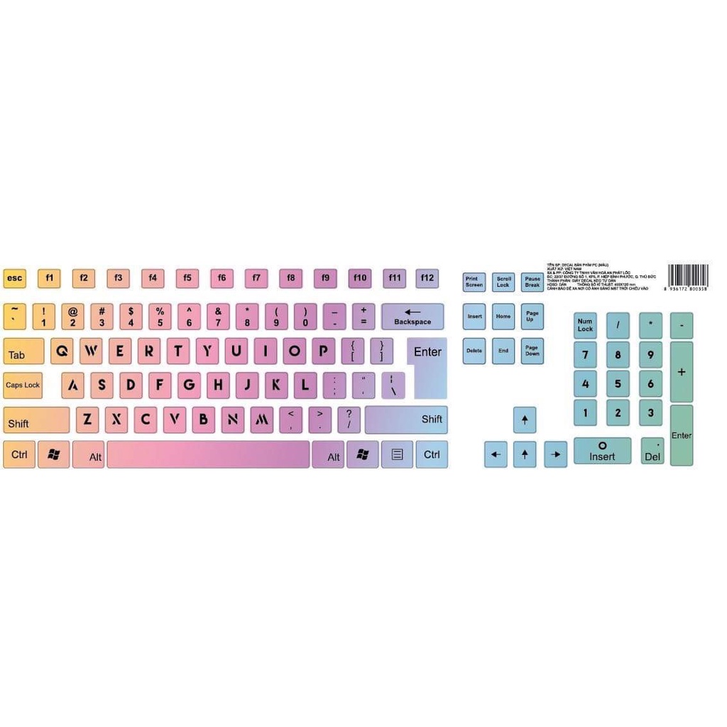 Decal Bàn Phím Pc Màu Sắc