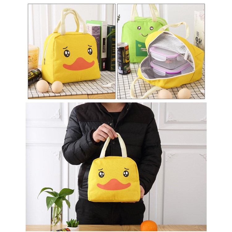 Túi Đựng Hộp Cơm Trưa Giữ Nhiệt Họa Tiết Hoạt Hình Dễ Thương