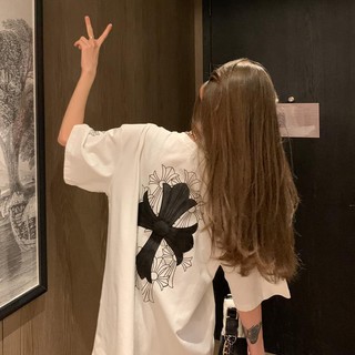 Chrome Hearts Áo Thun cotton Tay Ngắn Dáng Rộng In Hình chrome hearts 2023 plus size Cho Nữ
