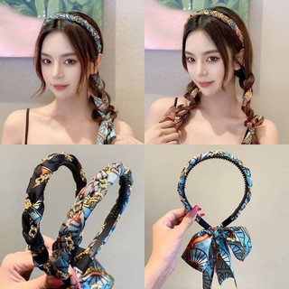 Băng đô cài tóc nữ tết dây lụa tạo kiểu hoạ tiết dễ tiết xích dễ thương