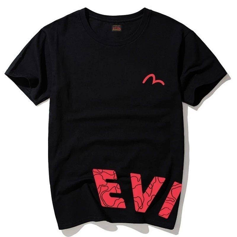Evisu Áo Thun cotton Ngắn Tay Dáng Rộng In logo 23ss Cá Tính Theo Phong Cách Hongkong