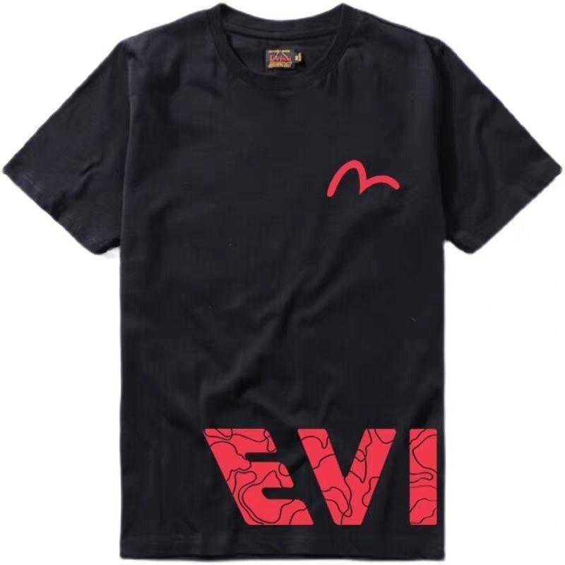 Evisu Áo Thun cotton Ngắn Tay Dáng Rộng In logo 23ss Cá Tính Theo Phong Cách Hongkong
