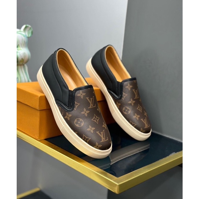 Giày Slipons Lv da nâu