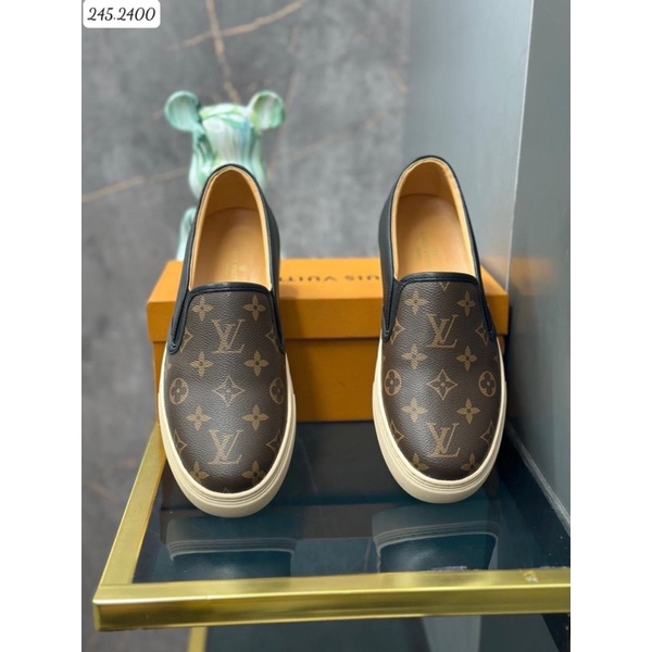 Giày Slipons Lv da nâu