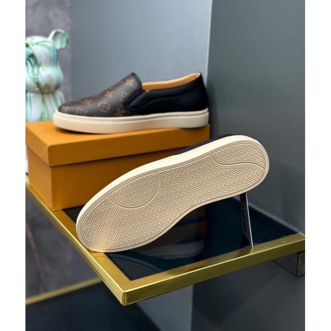 Giày Slipons Lv da nâu