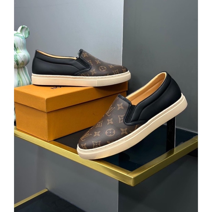 Giày Slipons Lv da nâu