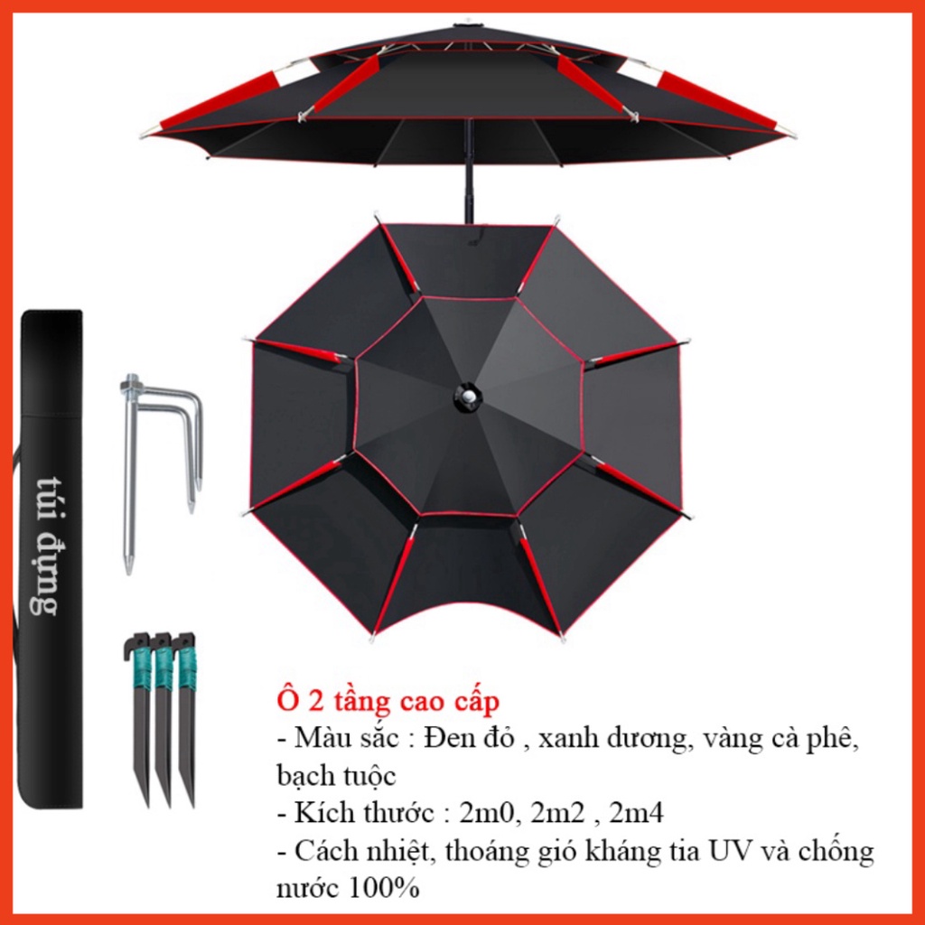Ô câu cá - ô dù che nắng che mưa cao cấp - 2m0 - 2m2 - 2m4 Nhiều màu AA46