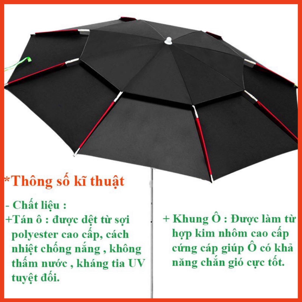 Ô câu cá - ô dù che nắng che mưa cao cấp - 2m0 - 2m2 - 2m4 Nhiều màu AA46