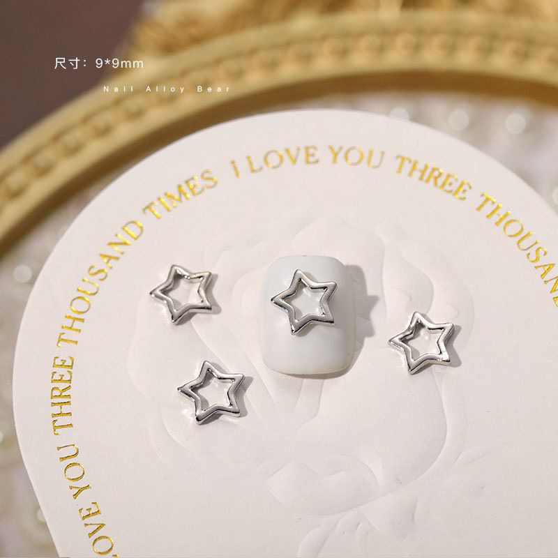 Charm trăng charm sao 5 cánh màu bạc charm nail mới