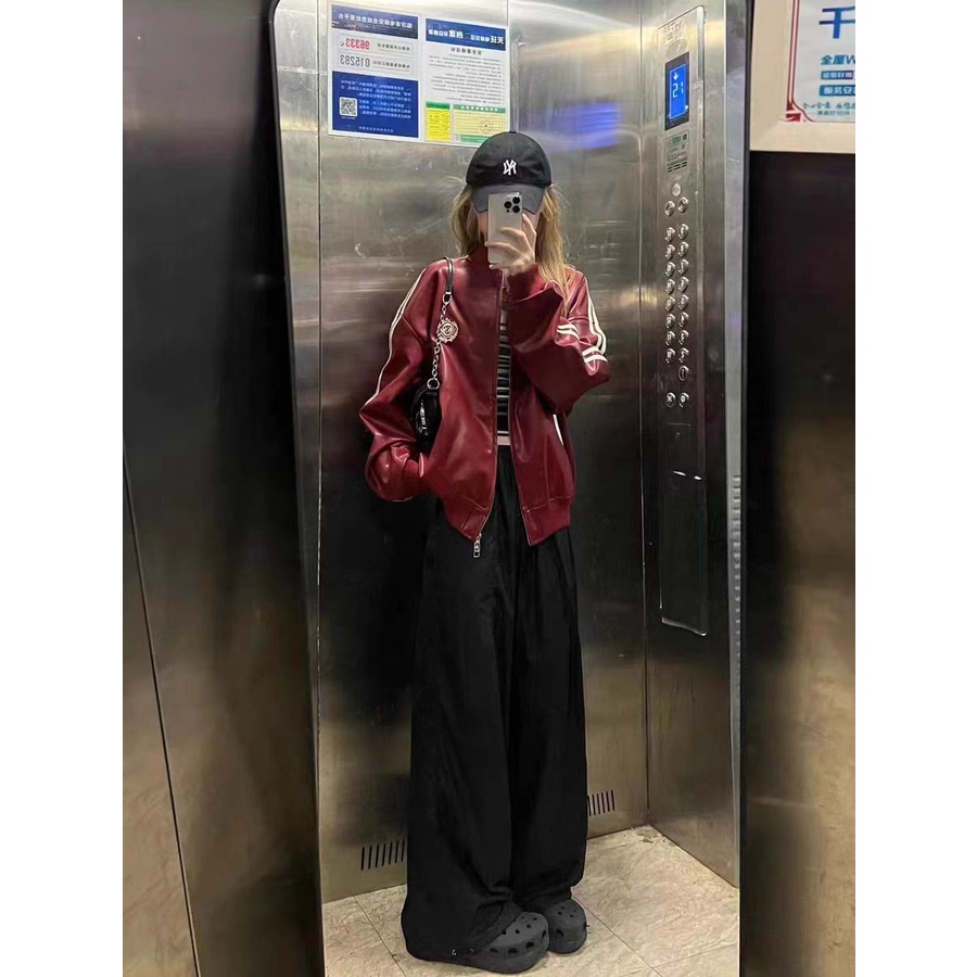 Áo Khoác Bóng Chày Bằng Da pu Thời Trang Đường Phố Mỹ 2023