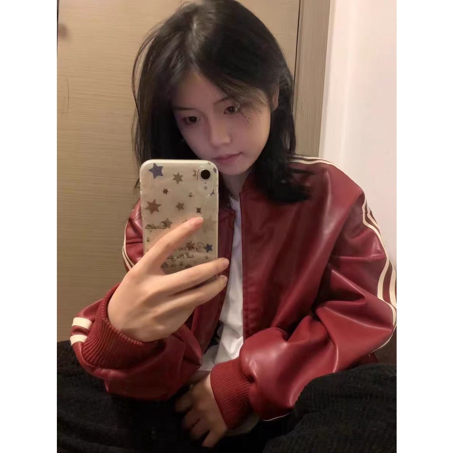 Áo Khoác Bóng Chày Bằng Da pu Thời Trang Đường Phố Mỹ 2023