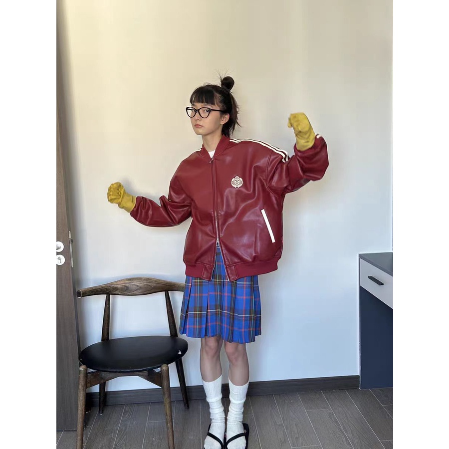 Áo Khoác Bóng Chày Bằng Da pu Thời Trang Đường Phố Mỹ 2023