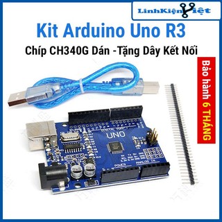 Kit Arduino Uno R3 Chíp CH340G Dán -Tặng Dây Kết Nối (BH 06 Tháng)
