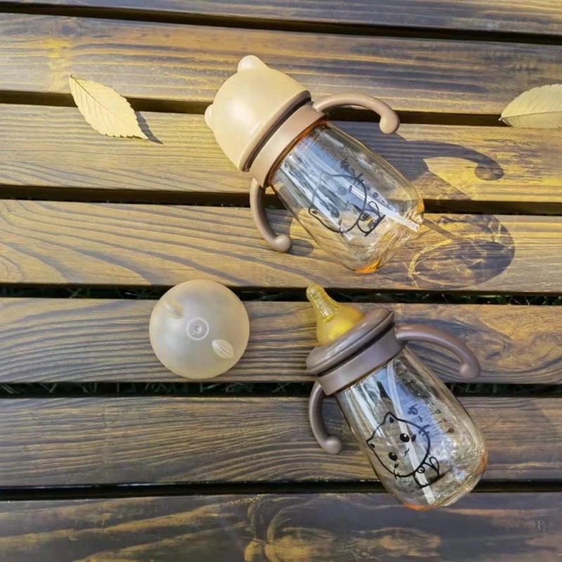 Bình sữa PPSU cho bé hoạ tiết mèo 240ml có van chống sặc