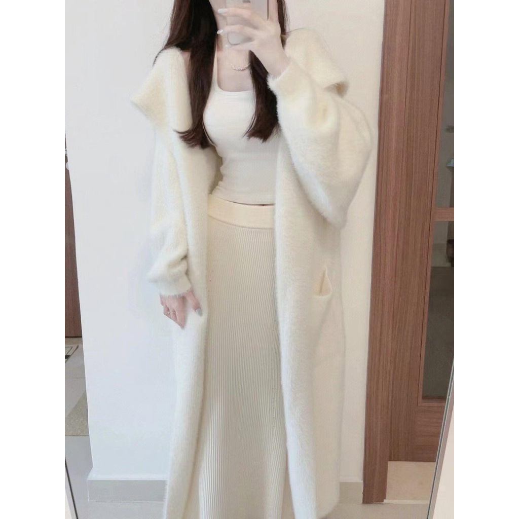 Áo Khoác cardigan Có Nón Dài Qua Gối Thời Trang Thu Đông