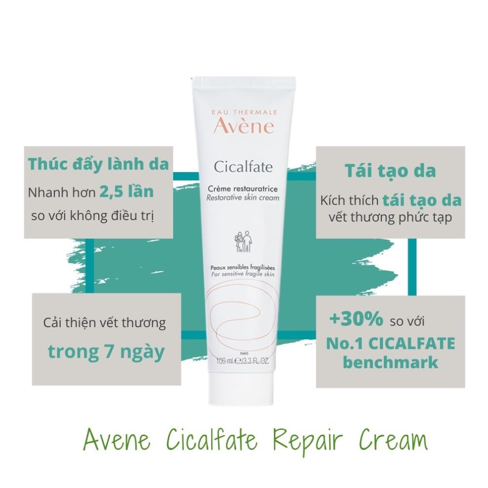 Kem phục hồi da Avene tổn thương do mụn, peel, lăn kim Cicalfate Repair Cream 100ml /