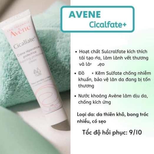 Kem phục hồi da Avene tổn thương do mụn, peel, lăn kim Cicalfate Repair Cream 100ml /