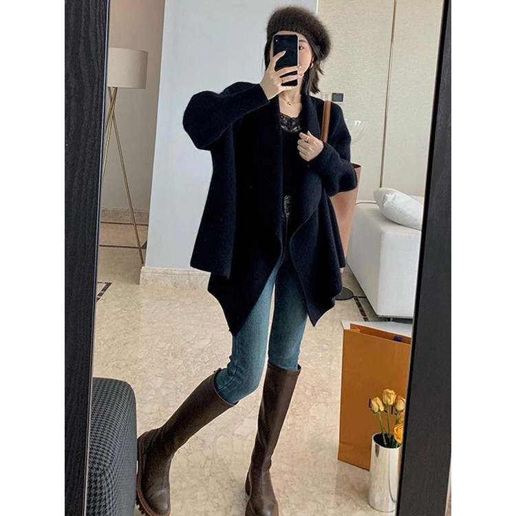 Áo Khoác cardigan Dệt Kim Dày Dặn Eo Cao Thời Trang Thu Đông Phong Cách Hàn Quốc Cho Nữ