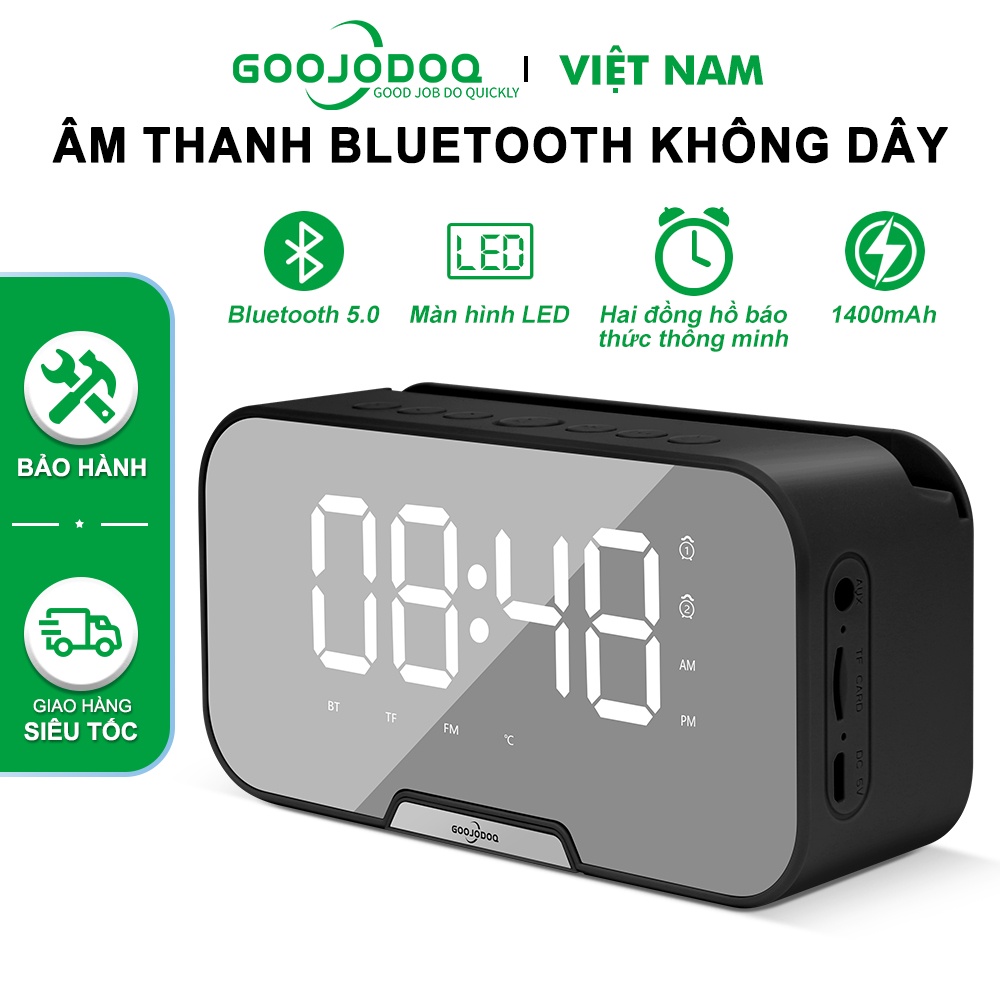 Loa Bluetooth GOOJODOQ Không Dây Đa Chức Năng Khuyến Mại Gương Đồng Hồ Kỹ Thuật Số Phòng Nhà Văn Phòng Đồng Hồ Báo Thức