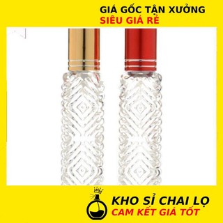 Chai lọ chiết nước hoa ❂ chai lọ chiết nước hoa 12ml gân nổi hoa văn đựng dầu thơm , phụ kiện du lịch